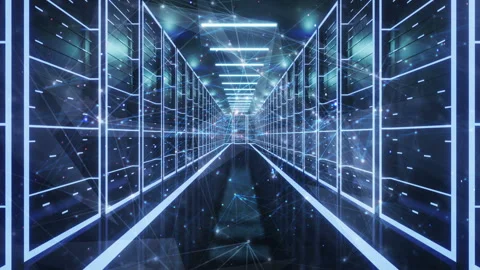 Computer network security server room data center. big data storage and cloud Stock Footage 252708050