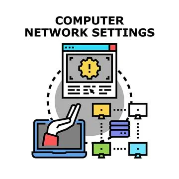 Computer network settings management adjusting system configuration Stockillustratie