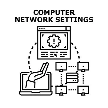 Computer network settings management adjusting system configuration 스톡 일러스트