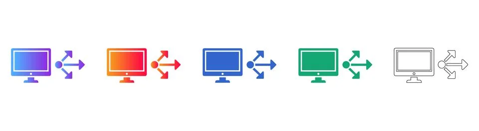 Computer Network Sharing Icon Set Stock Illustration