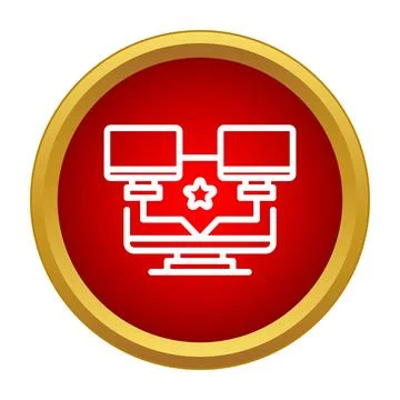 Computer network sharing information with central workstation Stock Illustration