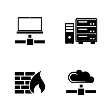 Computer network. Simple Related Vector Icons Stock Illustration