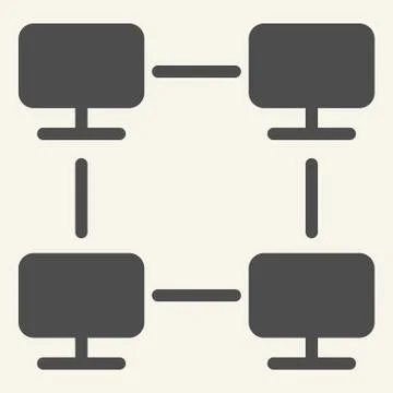 Computer network solid icon. Home network vector illustration isolated on white Stock Illustration
