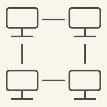 Computer network thin line icon. Home network vector illustration isolated on Illustrazione stock
