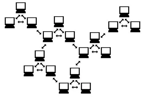 Computer network topology on white background Illustrazione stock