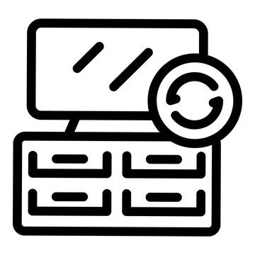 Computer network updating with circular arrows icon Stock Illustration