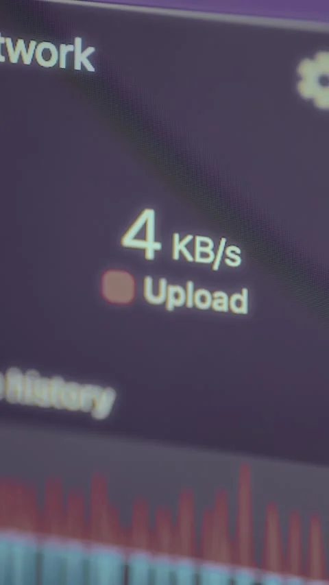Computer network usage showing a low upload speed Stock Footage 327913004