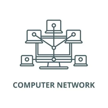 Computer network vector line icon, linear concept, outline sign, symbol イラスト素材