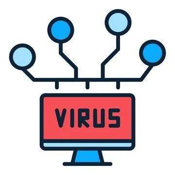 Computer Network with Virus vector colored icon or symbol Stock Illustration
