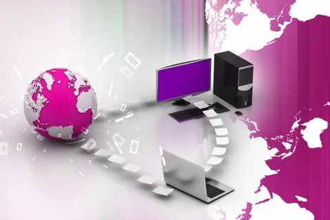 Computer networking with globe イラスト素材