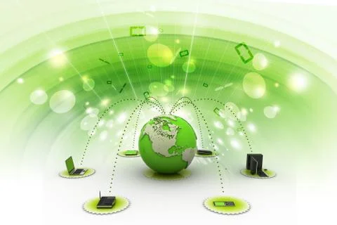 Computer networking with globe Illustrazione stock