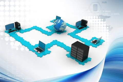 Computer networking with globe Illustrazione stock