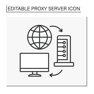 Computer networking line icon Illustrazione stock