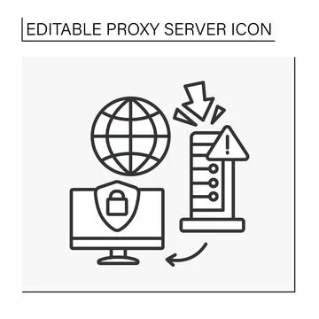 Computer networking line icon Stock Illustration