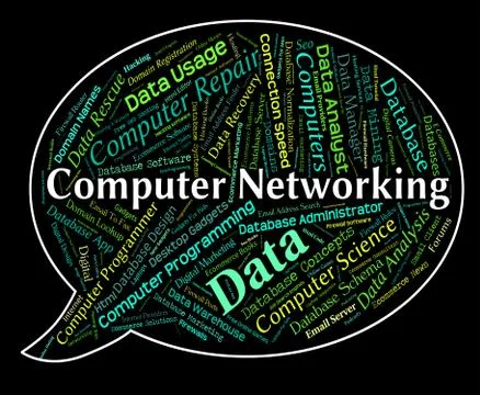 Computer Networking Means Global Communications And Communicate Illustrazione stock