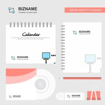 Computer networks Logo, Calendar Template, CD Cover, Diary and USB Brand Stat Stock Illustration