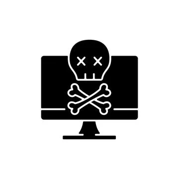 Computer not starting black glyph icon Stock Illustration