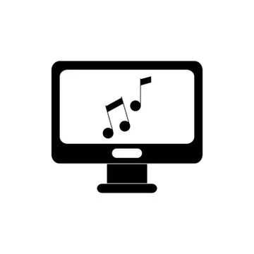 Computer note application device melody sound music silhouette style icon Stock Illustration