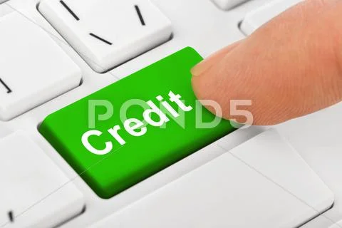 Computer notebook keyboard with Credit key Stock Photos