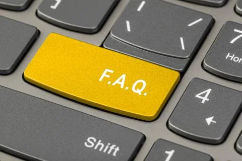Computer notebook keyboard with FAQ key 스톡 사진