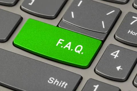 Computer notebook keyboard with FAQ key 스톡 사진