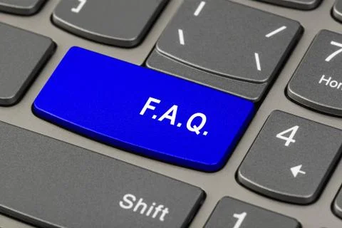 Computer notebook keyboard with FAQ key 库存照片