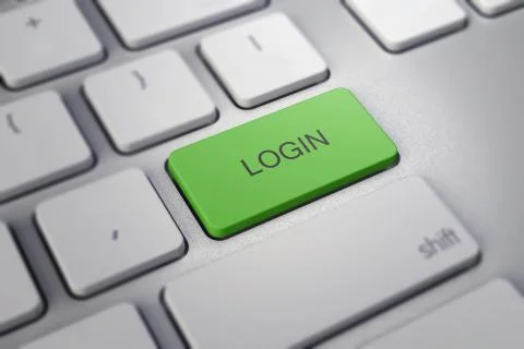 Computer notebook keyboard with green Login key Stock Illustration