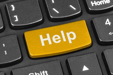 Computer notebook keyboard with help key Stock Photos