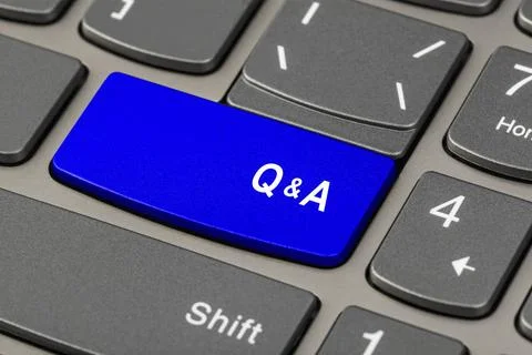 Computer notebook keyboard with Questions and Answers key Computer noteboo... Stock Photos