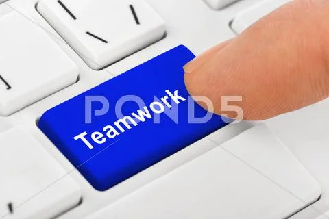Computer notebook keyboard with Teamwork key Stock Photos