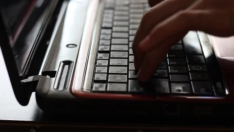 Computer notebook laptop keyboard input closeup,write article,writing report Stock Footage 108919384