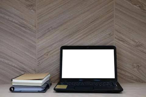 Computer notebook on office workplace desk. business workspace Stock Photos
