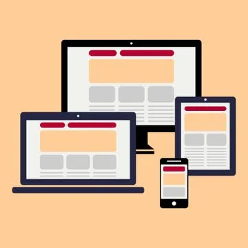 Computer, notebook smartphone tablet icons set 库存插图