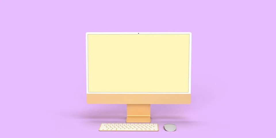 Computer notebook tablet laptop keyboard mouse yellow orange golden white m.. Stock-Illustration