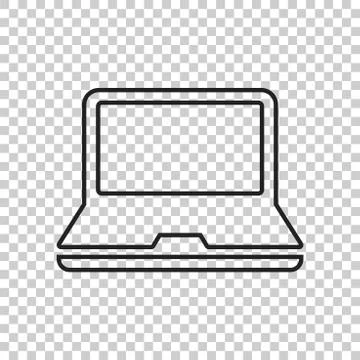 Computer notebook vector illustration in line style. Monitor flat icon. Stock Illustration
