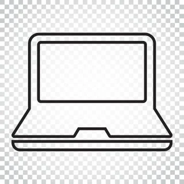 Computer notebook vector illustration in line style. Monitor flat icon. Simpl 스톡 일러스트