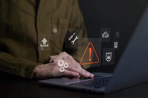 Computer notification error maintenance concept. Stock Photos