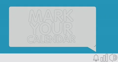 Computer notification with Mark Your Calendar text on bubble from bell Stock Footage 208239606
