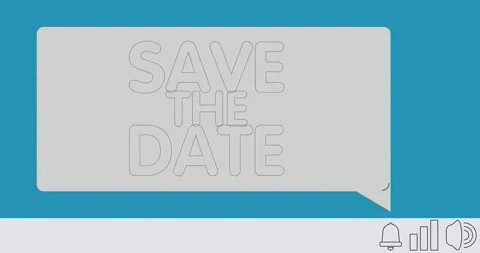 Computer notification with Save The Date text on bubble from bell Stock Footage 205580982