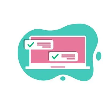 Computer with notifications, business concept. Vector illustration. Stock Illustration