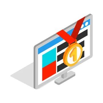 Computer number one icon in isometric 3d style Illustrazione stock