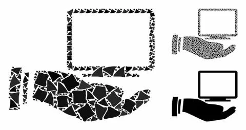 Computer offer hand Mosaic Icon of Ragged Elements Stock Illustration