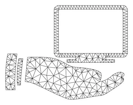 Computer Offer Hand Polygonal Frame Vector Mesh Illustration Stock Illustration