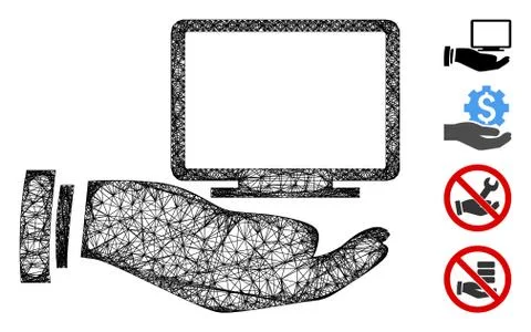 Computer Offer Hand Web Vector Mesh Illustration 스톡 일러스트