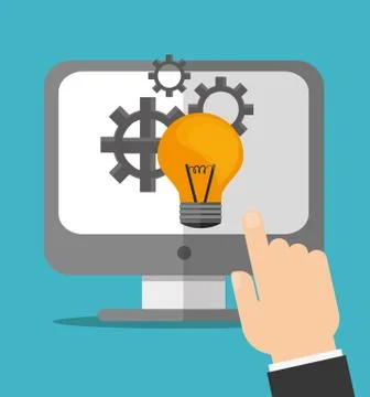 Computer of office and work design Illustrazione stock