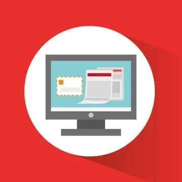 Computer of office and work design Stock Illustration