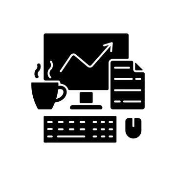Computer office black glyph icon Illustrazione stock