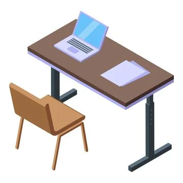 Computer office desk icon isometric vector. Website workspace Stock Illustration