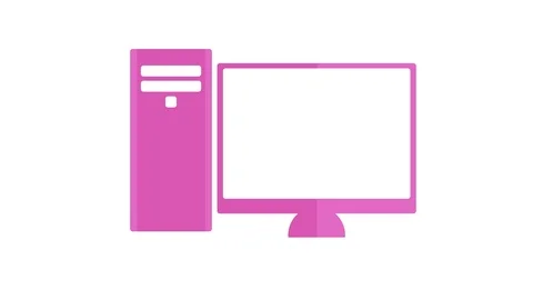 Computer office desktop on and off animation flat pink Stock Footage 89556061