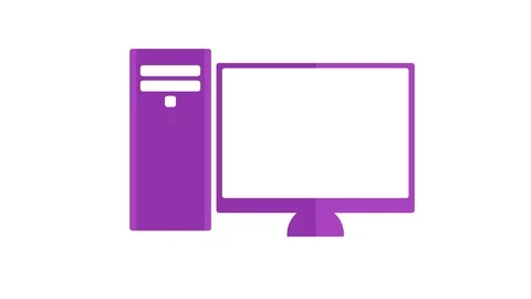 Computer office desktop on and off animation flat purple Stock Footage 89556062